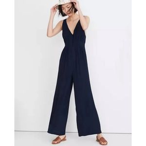Madewell Jumpsuit, Navy Blue Wide Leg V Back Size 00 (Small) LIKE NEW